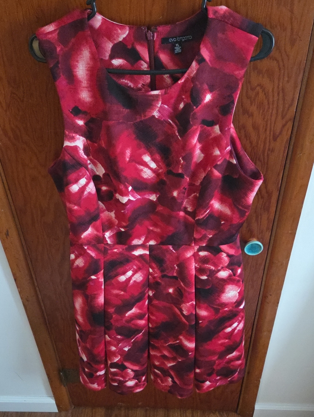 Eva Franco Red and Black Abstract Floral Fit & Flare Mini Dress